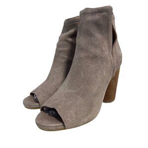 Jeffrey Campbell Oath Peep Toe Bootie Women 10 Stacked Heels Tan Bohemian Modern